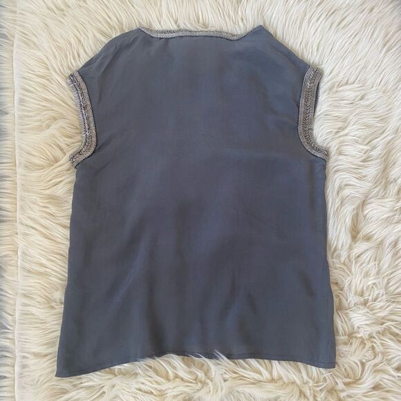 All Saints Axes Silk Blouse Hand Embellished Beaded Sz 4 Urban Designer Luxury - Picture 5 of 9